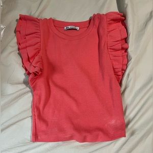 ZARA RUFFLE SLEEVE TOP *NEWER WORN*